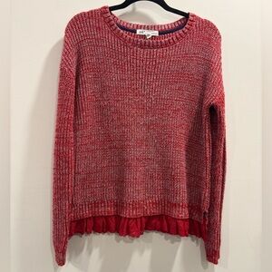 Jolt Red Lacey Knit Crew Neck Sweater Extra Large
